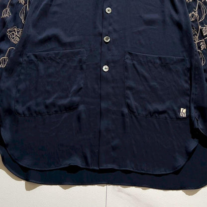 Vintage Maison MIHARA YASUHIRO Tops - MIHARA YASUHIRO long shirt embroidery Navy Size L - Authentic Archive