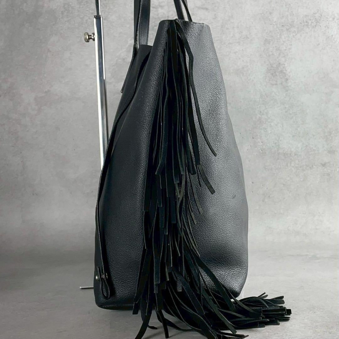 Saint Laurent Paris - SAINT LAURENT PARIS Sac Shopping Fringe Bag Black