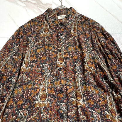 Vintage Saint Laurent Paris Tops - SAINT LAURENT PARIS Paisley Long Sleeve Shirt Rayon Size L - Authentic Archive