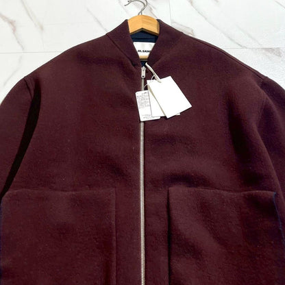 Vintage JIL SANDER Outwear - JIL SANDER 24SS Oversized Knit Blouson Red Size L - Authentic Archive