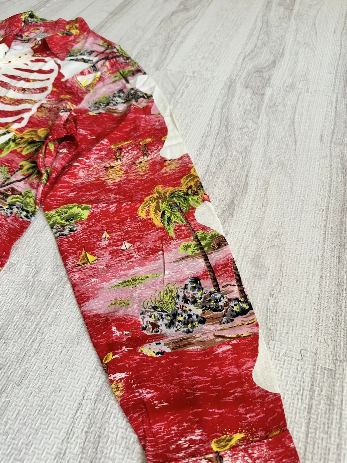 Kapital - Kapital Rayon Kamehameha Skeleton Open Collar Shirt Red 3