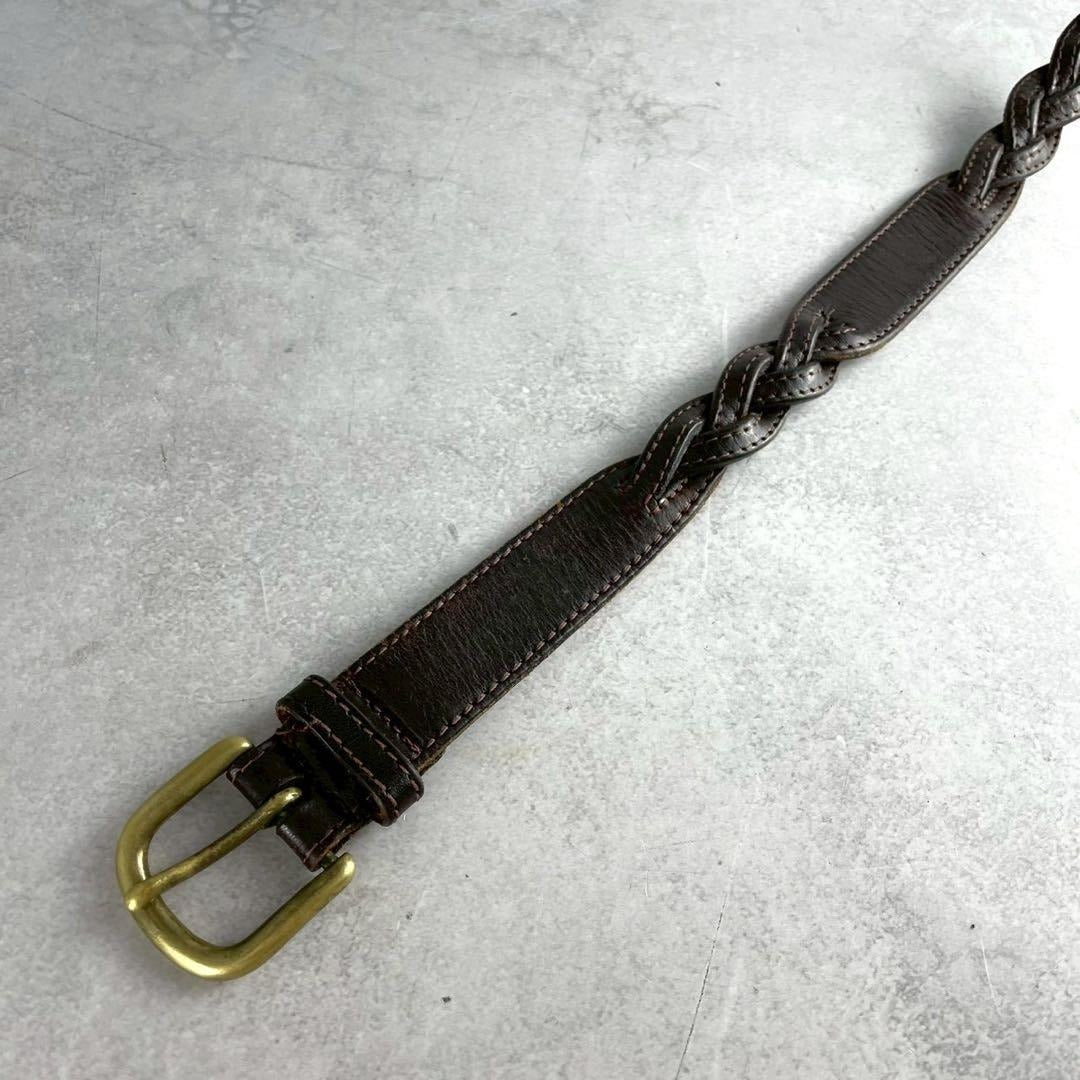 Issey Miyake - ISSEY MIYAKE Leather Braiding Belt Brown