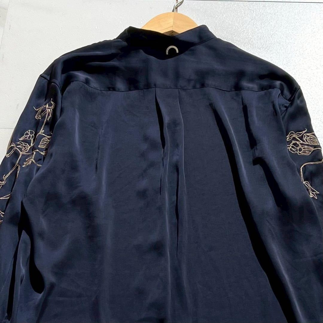 Vintage Maison MIHARA YASUHIRO Tops - MIHARA YASUHIRO long shirt embroidery Navy Size L - Authentic Archive