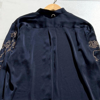 Vintage Maison MIHARA YASUHIRO Tops - MIHARA YASUHIRO long shirt embroidery Navy Size L - Authentic Archive