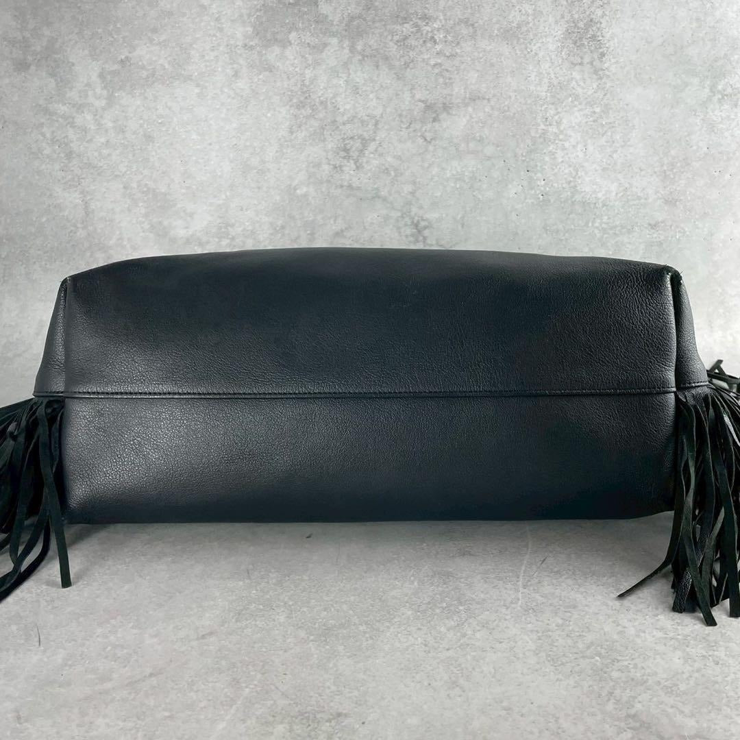 Saint Laurent Paris - SAINT LAURENT PARIS Sac Shopping Fringe Bag Black