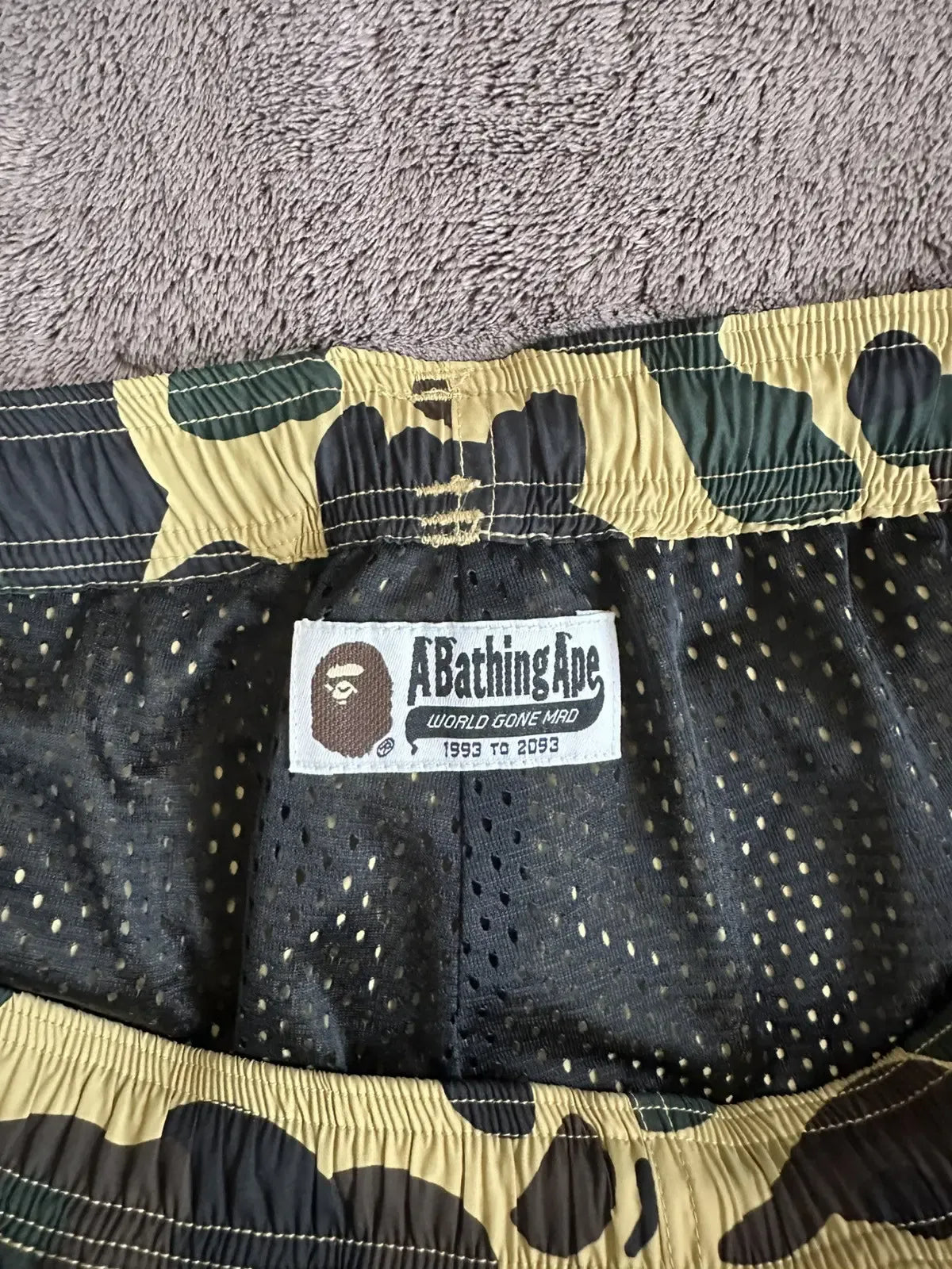 Bape - A Bathing Ape Camo Side Shark Beach Shorts