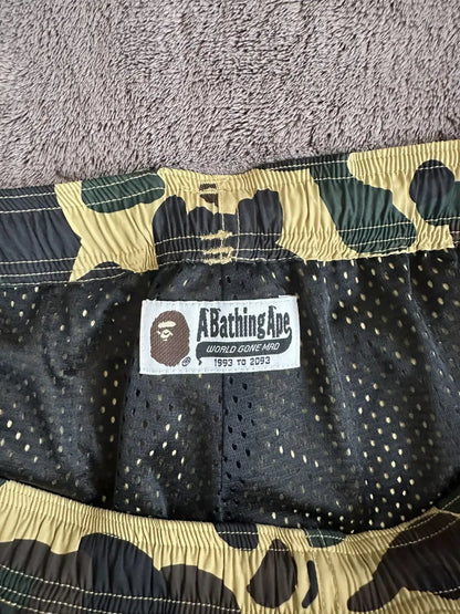 Vintage Bape Bottoms - A Bathing Ape Camo Side Shark Beach Shorts - Authentic Archive