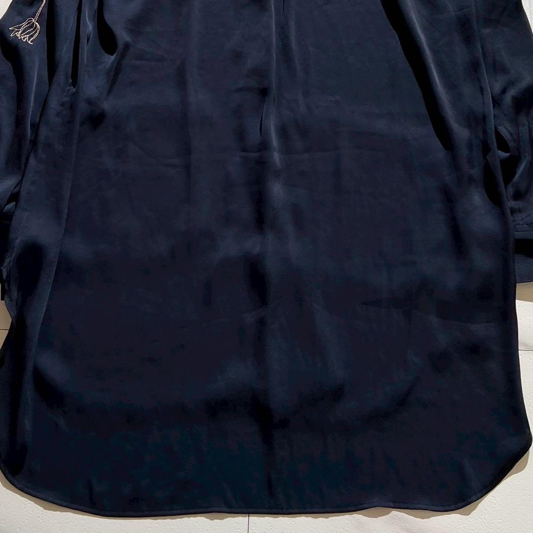 Vintage Maison MIHARA YASUHIRO Tops - MIHARA YASUHIRO long shirt embroidery Navy Size L - Authentic Archive