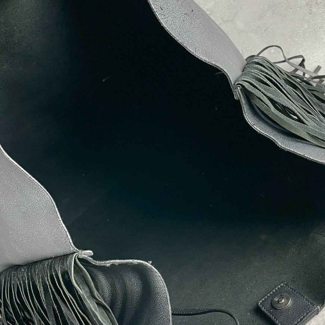 Saint Laurent Paris - SAINT LAURENT PARIS Sac Shopping Fringe Bag Black