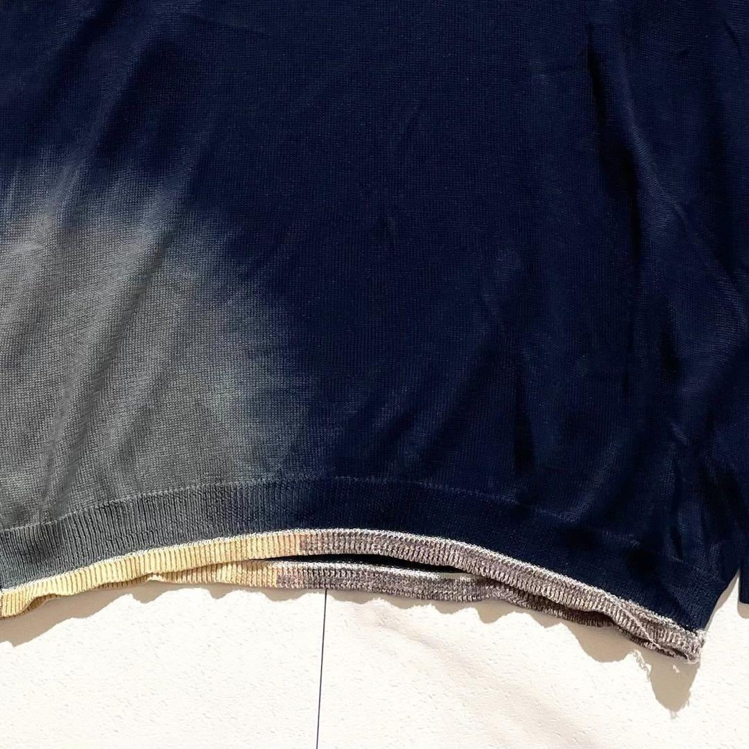 Vintage Yohji Yamamoto Tops - Yohji Yamamoto POUR HOMME Knit Decolour Blue Size L - Authentic Archive
