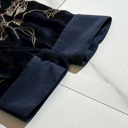 Vintage Maison MIHARA YASUHIRO Tops - MIHARA YASUHIRO long shirt embroidery Navy Size L - Authentic Archive