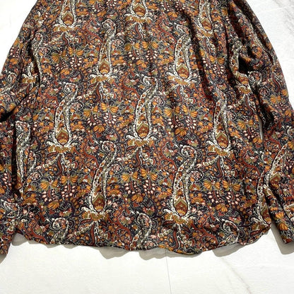 Vintage Saint Laurent Paris Tops - SAINT LAURENT PARIS Paisley Long Sleeve Shirt Rayon Size L - Authentic Archive