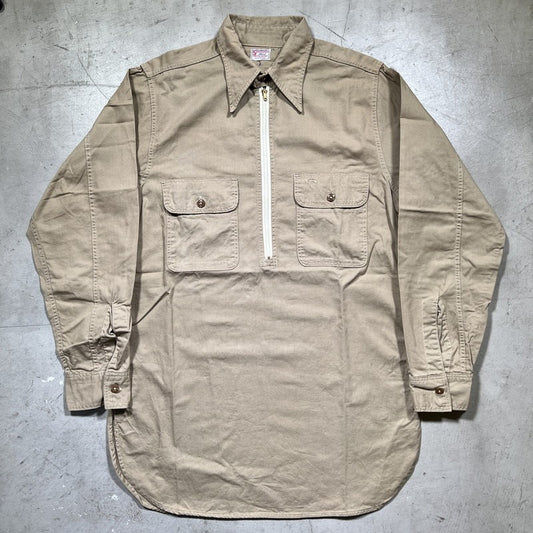 FIVE BROTHER 40s Vintage Half-Zip Chinstrap Workshirt Shirt Size M
