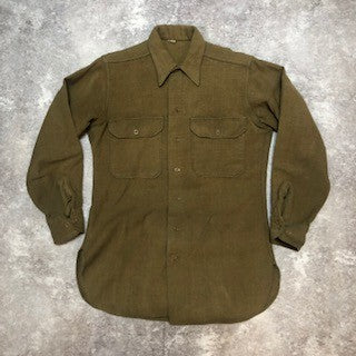 Vintage 40s US Army Wool Mustard Shirt Size 14.1