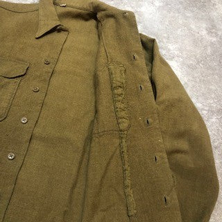 Vintage 40s US Army Wool Mustard Shirt Size 14.1