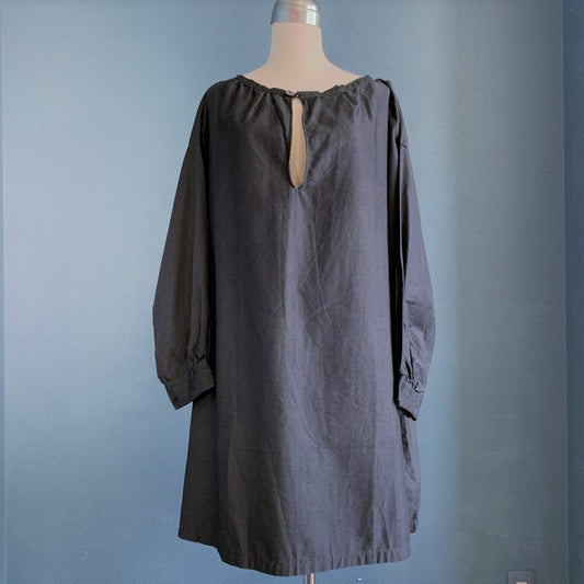 Unknown 1920s-30s Antique French Black Moleskin Tunic Smock
