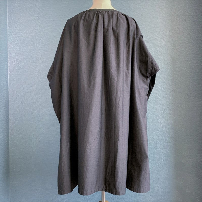 Unknown 1920s-30s Antique French Black Moleskin Tunic Smock