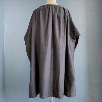 Unknown 1920s-30s Antique French Black Moleskin Tunic Smock