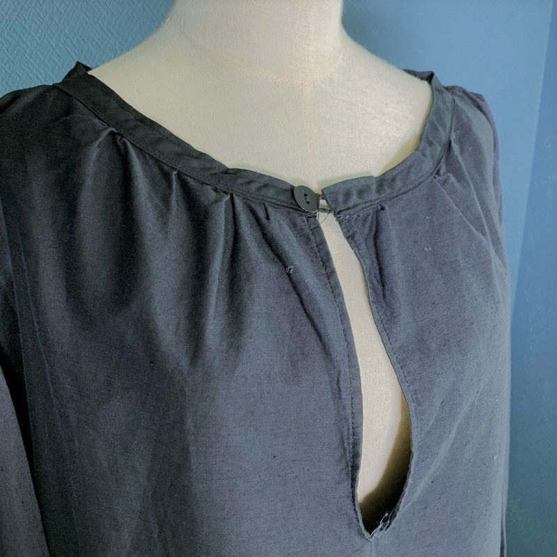 Unknown 1920s-30s Antique French Black Moleskin Tunic Smock