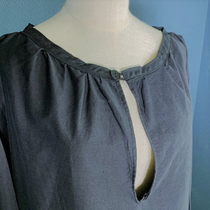 Unknown 1920s-30s Antique French Black Moleskin Tunic Smock