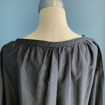 Unknown 1920s-30s Antique French Black Moleskin Tunic Smock