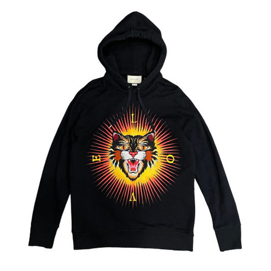 Gucci Angry Cat Embroidered Oversized Hoodie Black Size S