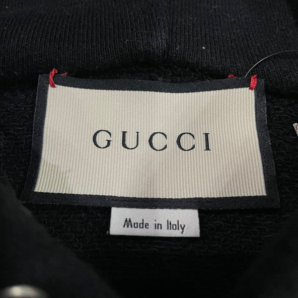Gucci Angry Cat Embroidered Oversized Hoodie Black Size S