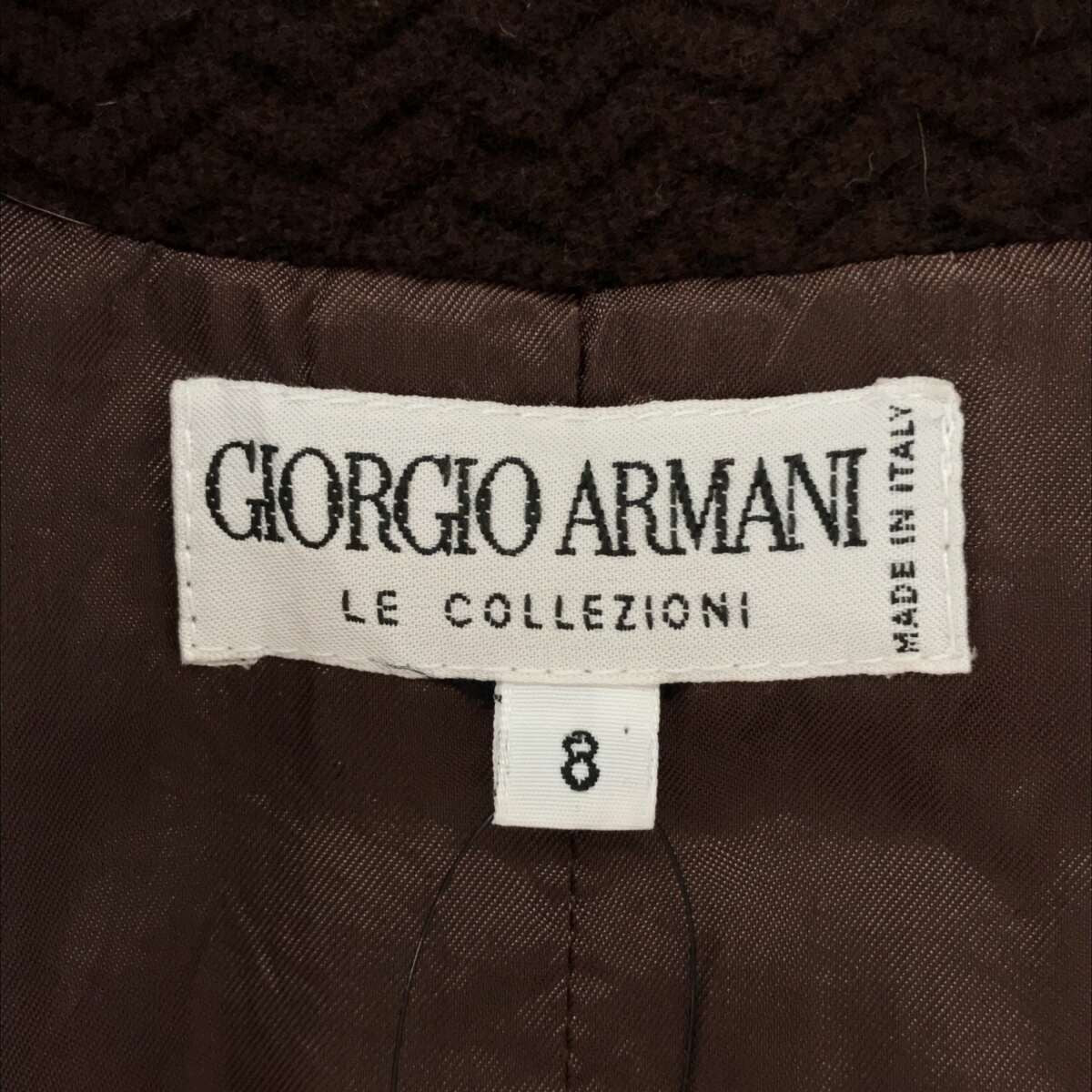 GIORGIO ARMANI Brown Herringbone Double Wool Coat Size 8