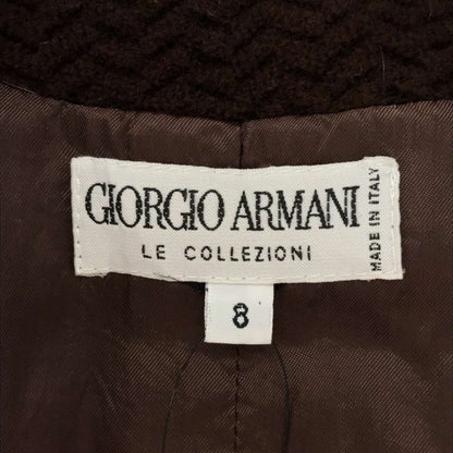 GIORGIO ARMANI Brown Herringbone Double Wool Coat Size 8