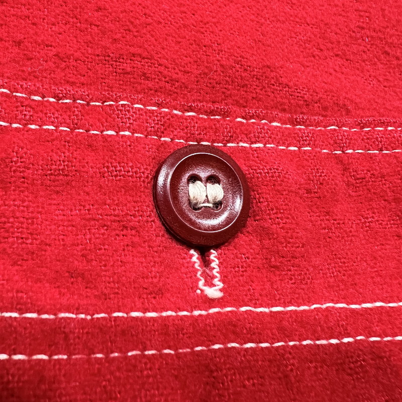 ROOMY RICHARD 50s Stand Collar Flannel Work Shirt Red Size L