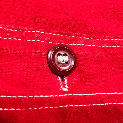 ROOMY RICHARD 50s Stand Collar Flannel Work Shirt Red Size L