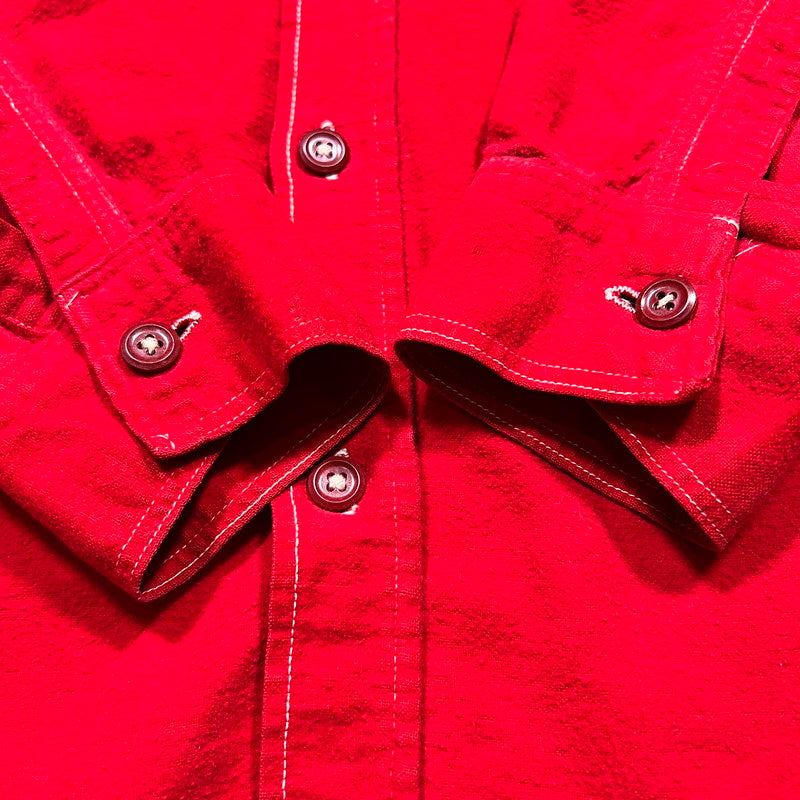 ROOMY RICHARD 50s Stand Collar Flannel Work Shirt Red Size L
