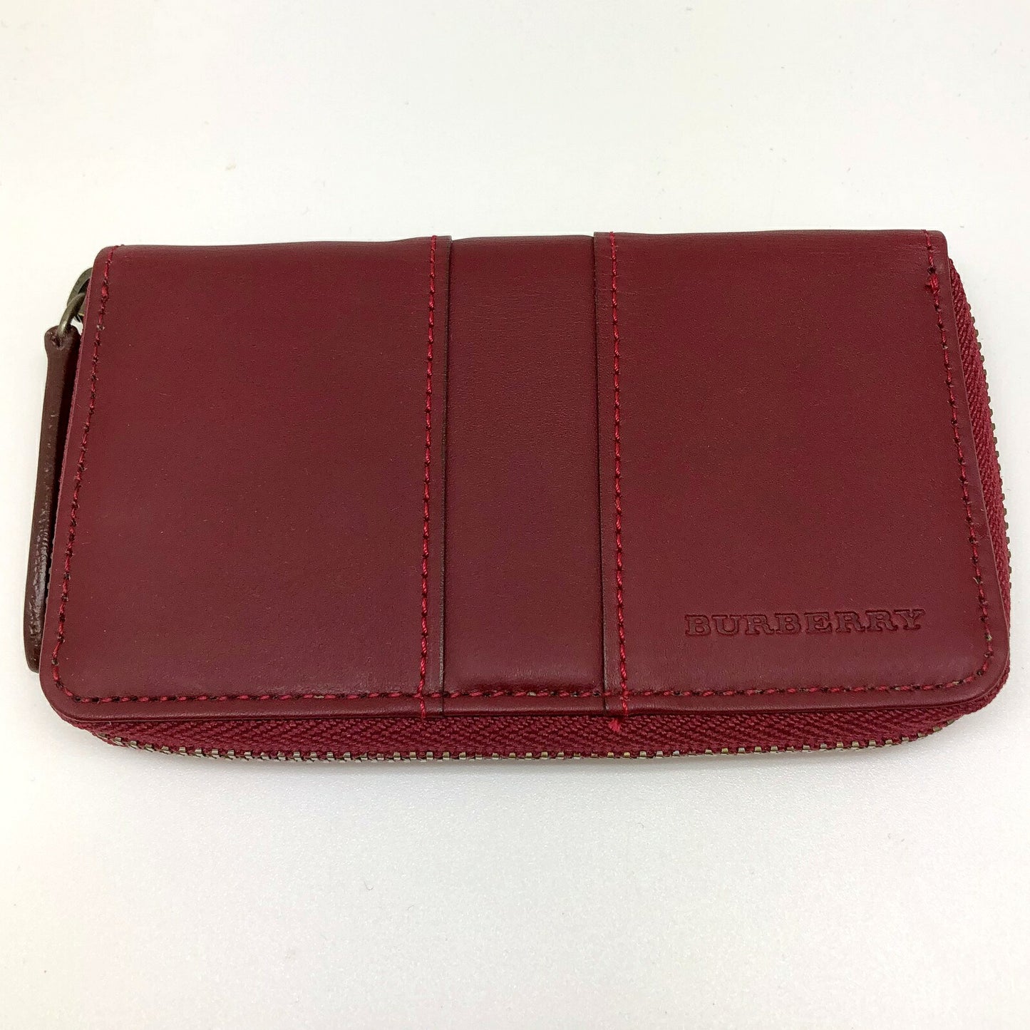 Burberry Red Leather Zip-around Keyring
