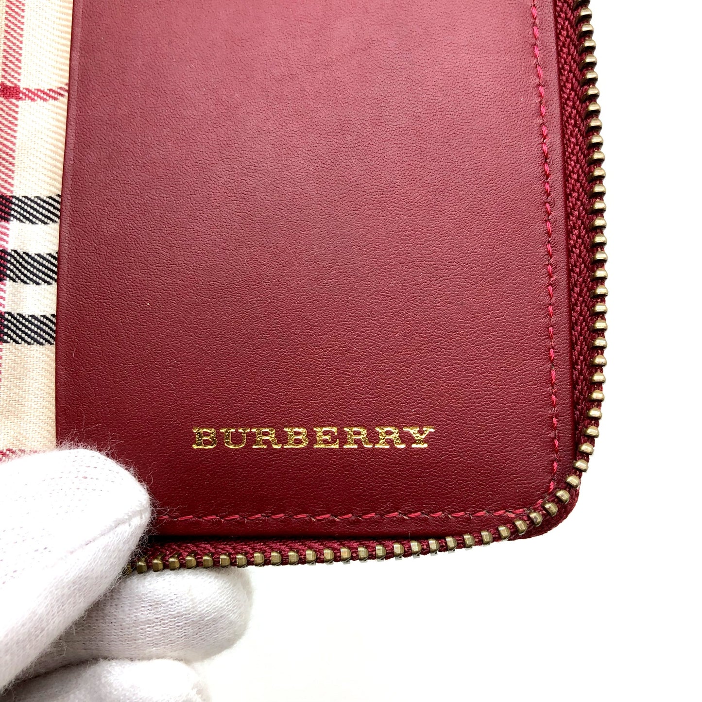Burberry Red Leather Zip-around Keyring
