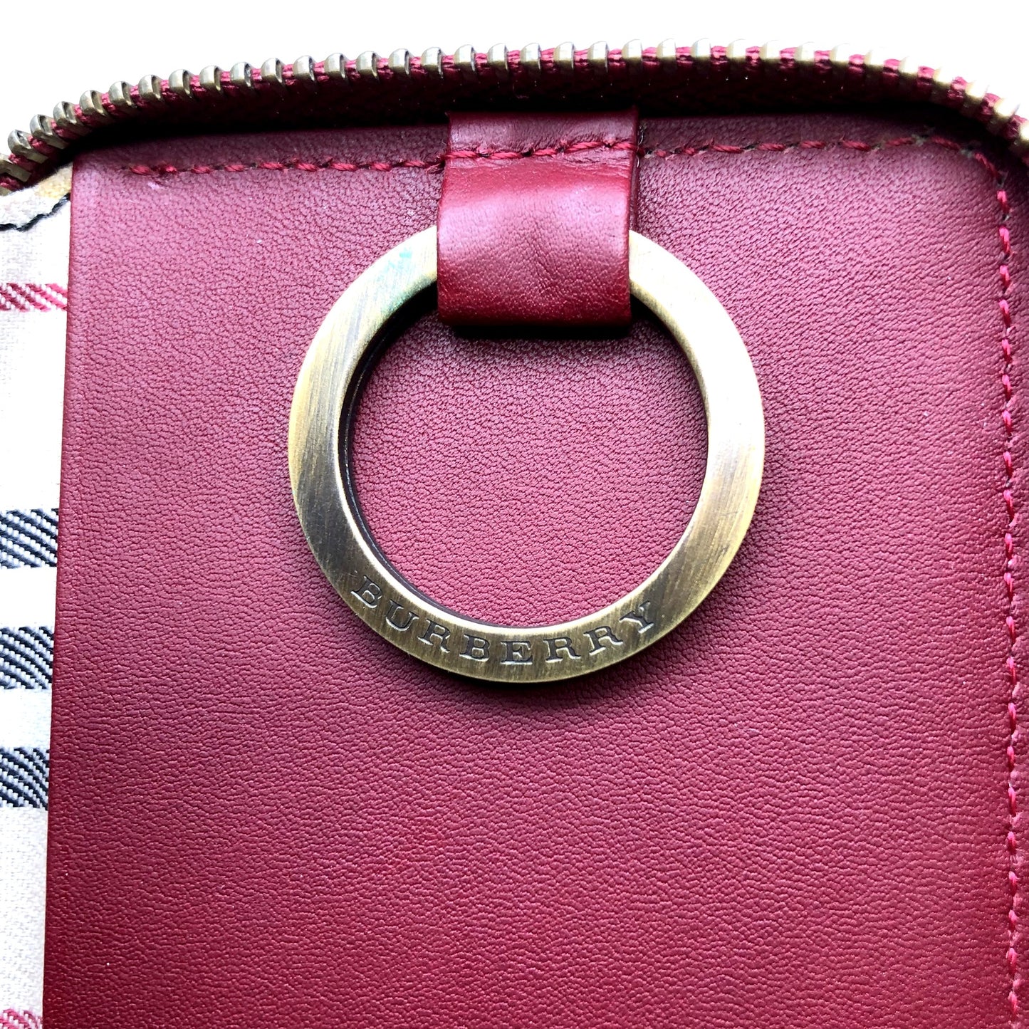 Burberry Red Leather Zip-around Keyring