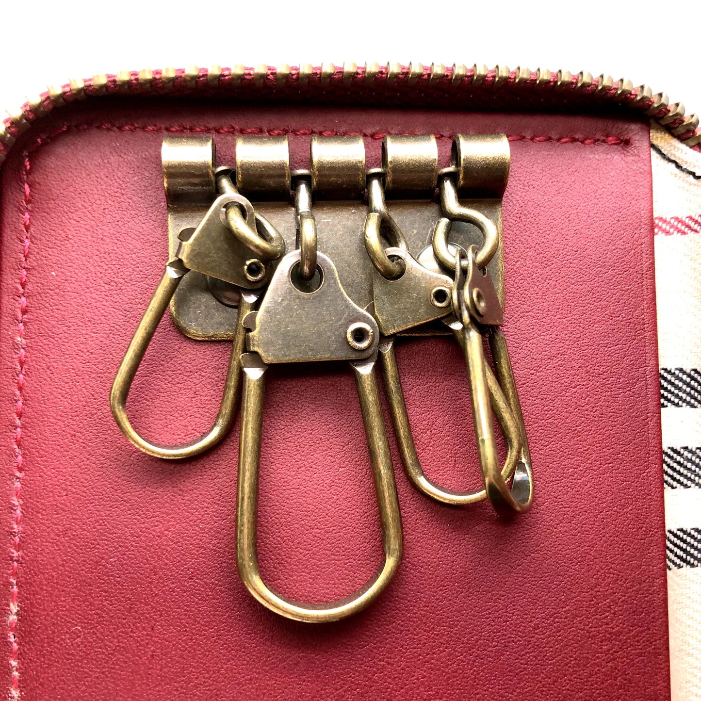 Burberry Red Leather Zip-around Keyring