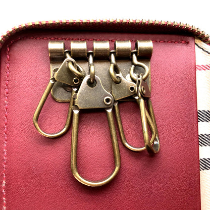 Burberry Red Leather Zip-around Keyring
