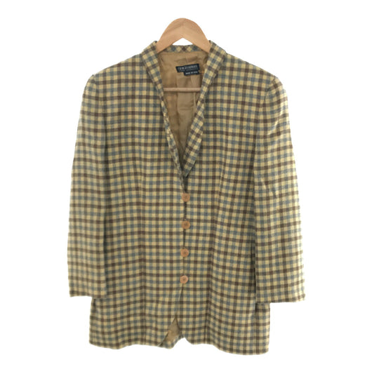 Giorgio Armani Yellow Wool Check Pattern Jacket Size 42