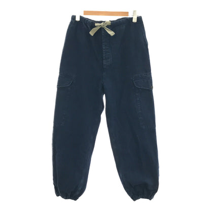 GUCCI Michele Herringbone Cotton Cargo Pants Blue Size 44