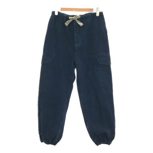 GUCCI Michele Herringbone Cotton Cargo Pants Blue Size 44