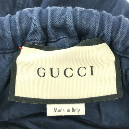 GUCCI Michele Herringbone Cotton Cargo Pants Blue Size 44