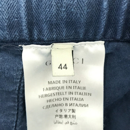 GUCCI Michele Herringbone Cotton Cargo Pants Blue Size 44