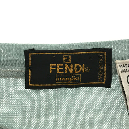 FENDI FW Design Crew Neck Wool Sweater Blue Size 44