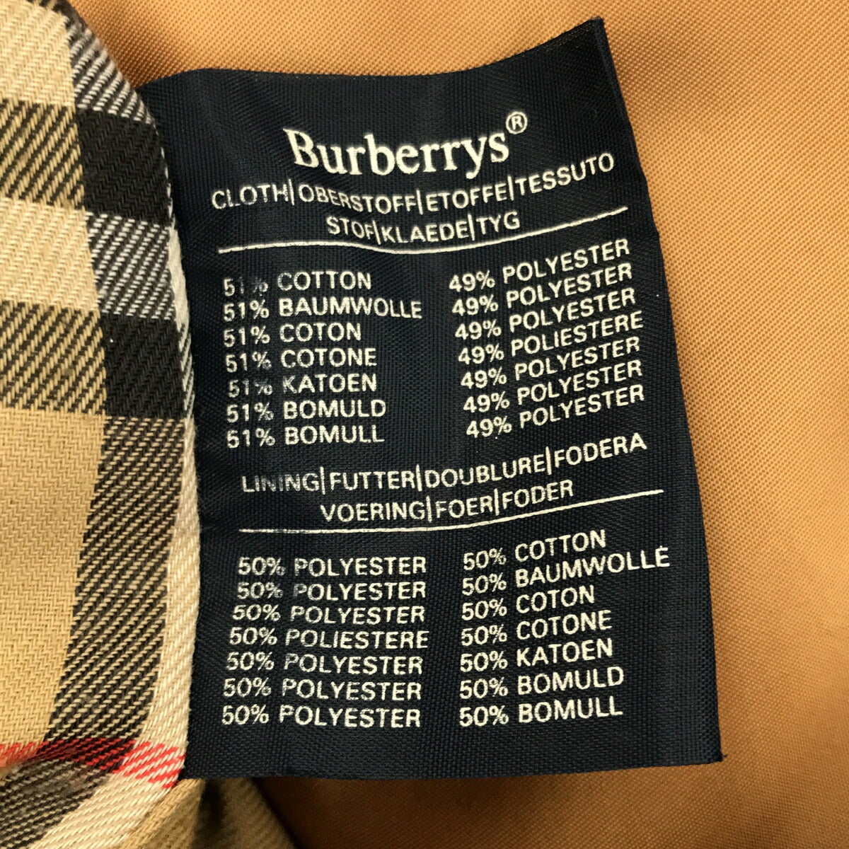 BURBERRYS 80's Vintage Cotton Single Trench Coat Size M