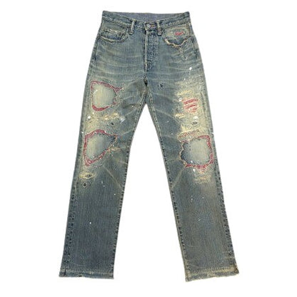 KAPITAL Studs Damaged Paisley Denim Jeans Indigo Size 28