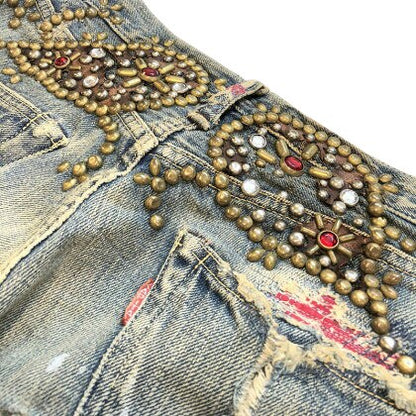 KAPITAL Studs Damaged Paisley Denim Jeans Indigo Size 28