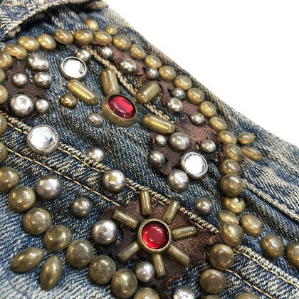 KAPITAL Studs Damaged Paisley Denim Jeans Indigo Size 28