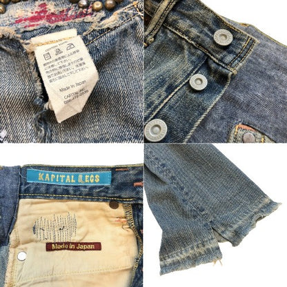 KAPITAL Studs Damaged Paisley Denim Jeans Indigo Size 28