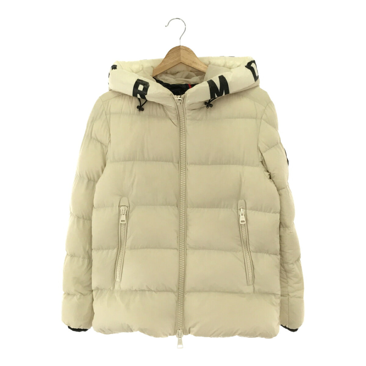 Moncler Dubois Nylon Logo Hood Down Jacket White Size 0