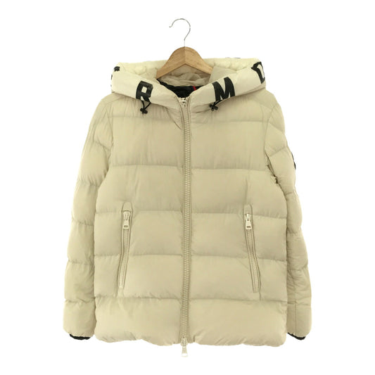 Moncler Dubois Nylon Logo Hood Down Jacket White Size 0